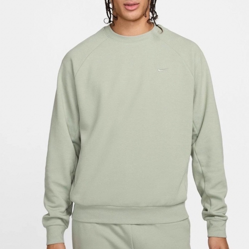 Nike Mens Dri-FIT Training Crewneck Sweatshirt Sage Green Pockets FZ0971-370 M